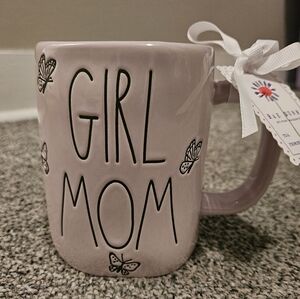 Pink Girl Mom RAE DUNN Mug with Butterfly Design